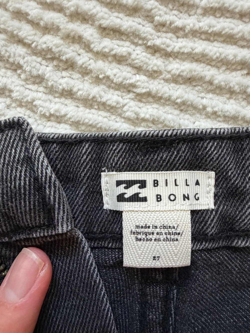 Billabong black denim mini shorts, 27